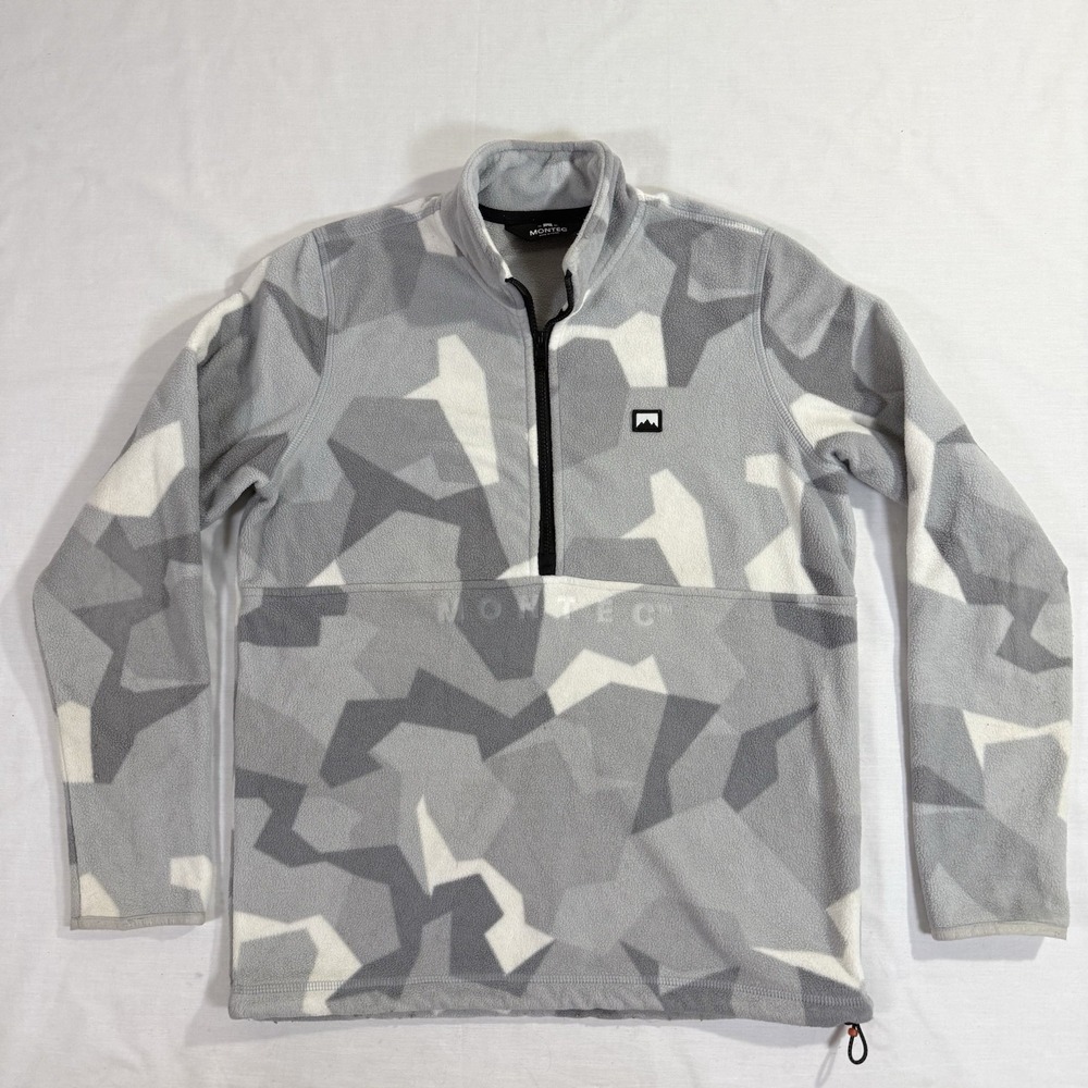 Montec Women's Gray/White Camo Fleece 1/4 Zip Neck Pullover Sweatshirt M Msrmts